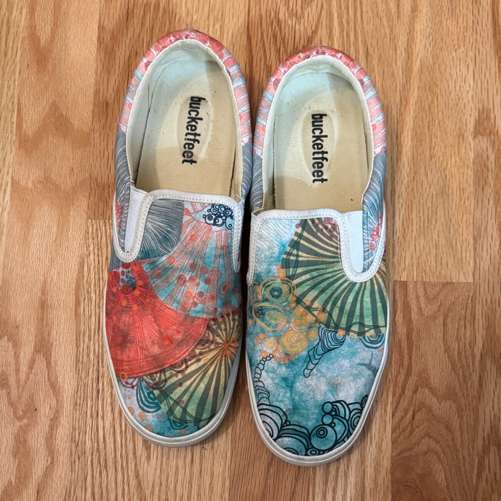 BucketFeet women’s colorful slip-on shoes